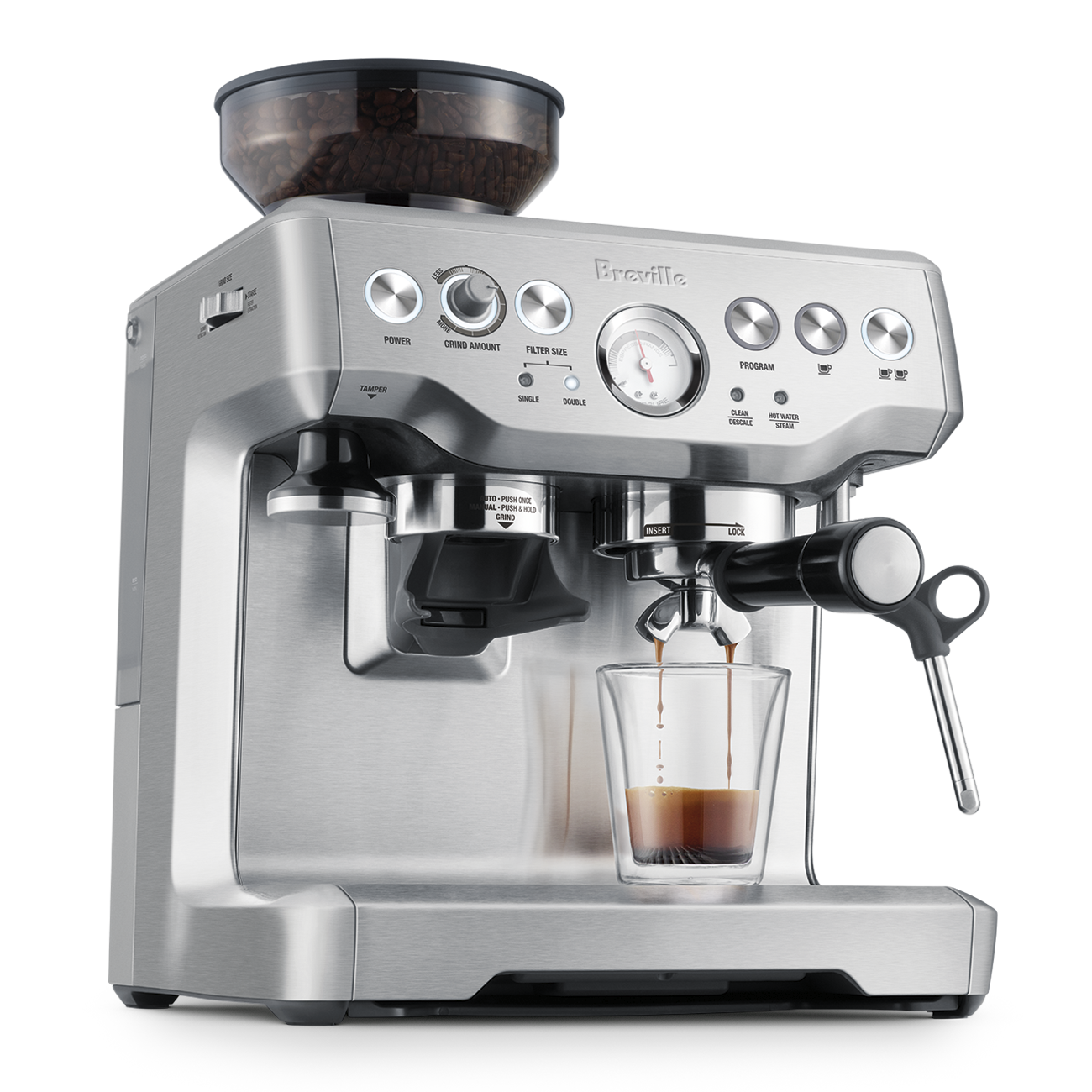 Breville Barista Express espresso machine in brushed stainless steel